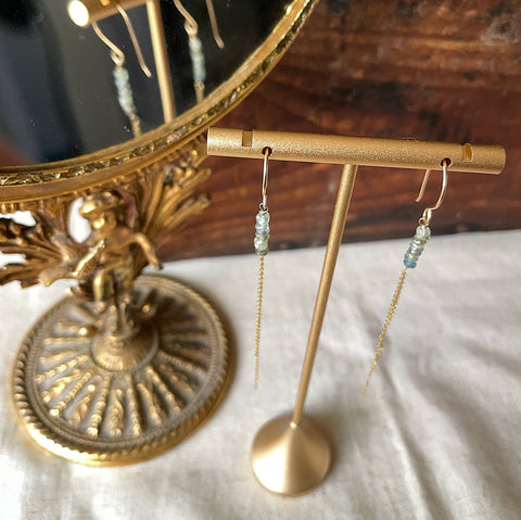 Aquamarine Dangle Chain Earrings