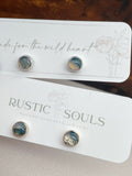 Dainty Moss Agate Studs