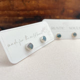 Dainty Moss Agate Studs