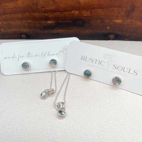 Dainty Moss Agate Charm Necklace
