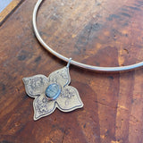 Dainty Blue Kyanite Floral Collar Necklace