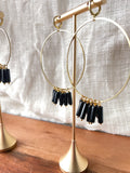 Black Onyx Hoop Earrings
