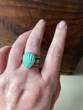 Carved Turquoise Wide Band Ring