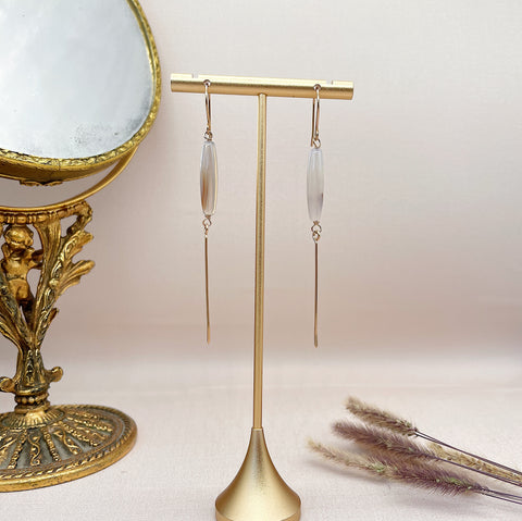 Gold Montana Agate Stick Earrings