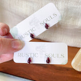 Garnet Teardrop Studs