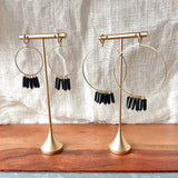 Black Onyx Hoop Earrings