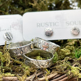 Forged in Flame Mixed Metal Textured Rings