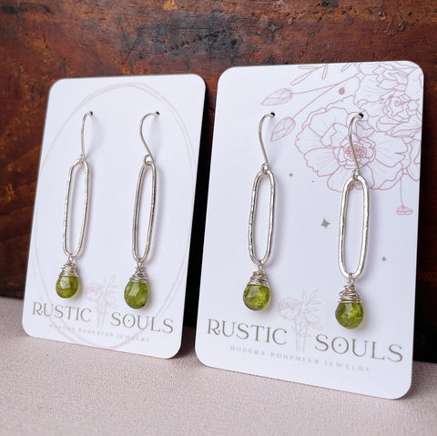 Paperclip Peridot Sterling Dangles