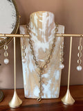 Gold Necklace & Pearl Earrings