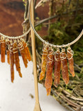 Orange Kyanite Gold Hoop Earrings