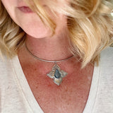 Blue Kyanite Floral Collar Necklace