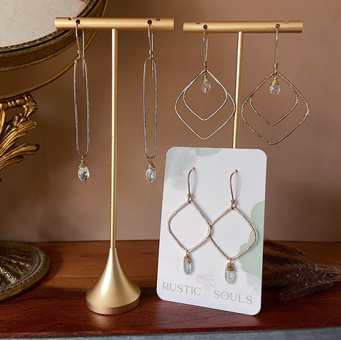 Gold Aquamarine Earrings