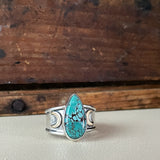 Triple Moon Goddess Turquoise Ring