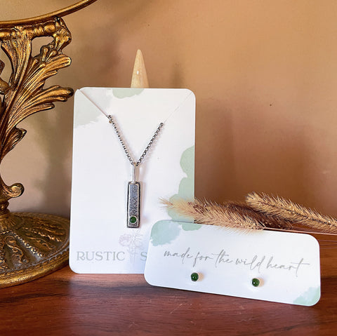 Jade Necklace & Stud Set