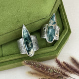 Moss Agate Goddess Rings