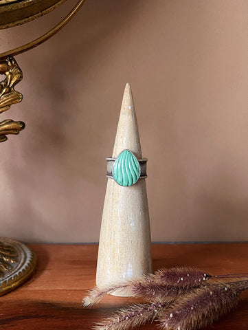 Carved Turquoise Wide Band Ring