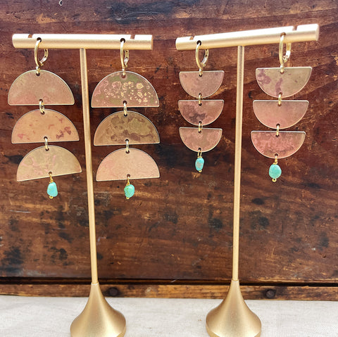 Recycled Patina Half Moon Earrings
