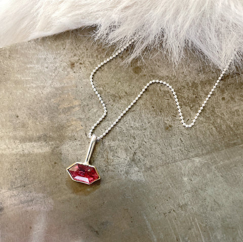 Pink Tourmaline Charm Necklace