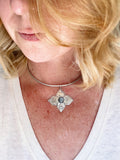 Dainty Blue Kyanite Floral Collar Necklace
