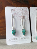 Paper Clip Turquoise Earrings