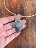 Blue Kyanite Floral Collar Necklace