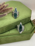 Moss Agate Goddess Rings