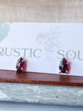 Garnet Teardrop Studs