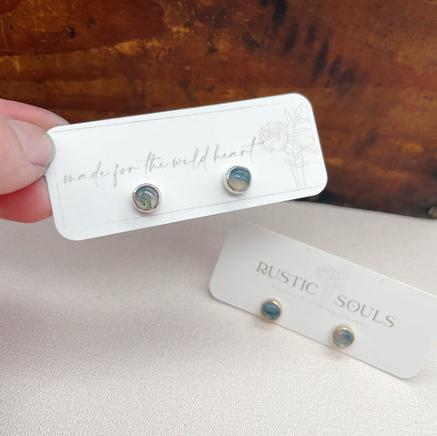 Dainty Moss Agate Studs
