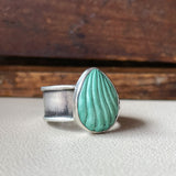 Carved Turquoise Wide Band Ring