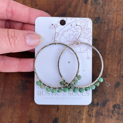 Wrapped Turquoise Hoop Earrings