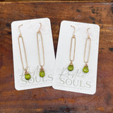 Paperclip Peridot Gold Dangles