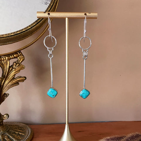 Hoop & Bar Turquoise Earrings