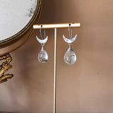 Rutilated Quartz Crescent Earrings