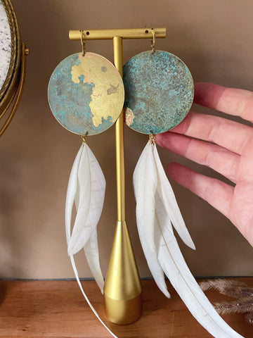 Recycled Patina Feather Earrings
