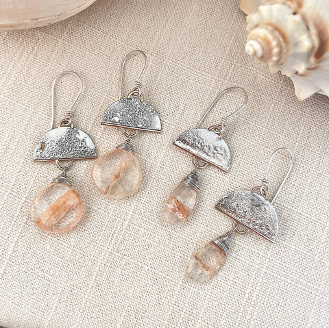 Half Moon Brazilian Quartz Earrings