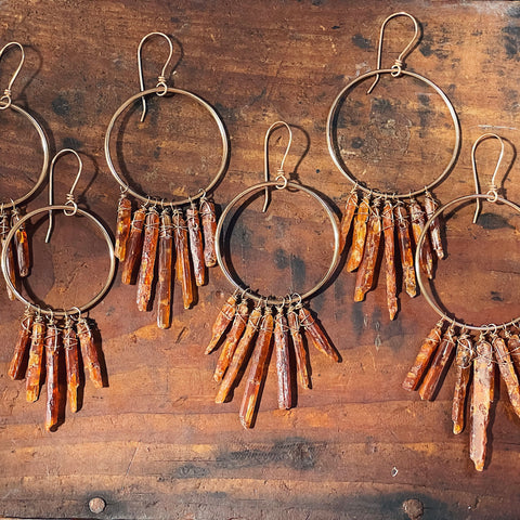 Orange Kyanite Gold Hoop Earrings