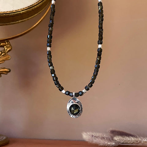 Golden Sapphire Beaded Necklace