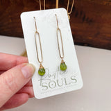 Paperclip Peridot Gold Dangles