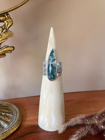 Moss Agate Goddess Rings