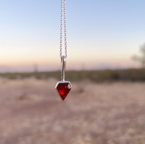 Diamond Garnet Charm Necklace