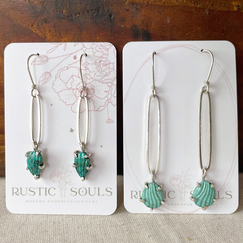 Paper Clip Turquoise Earrings