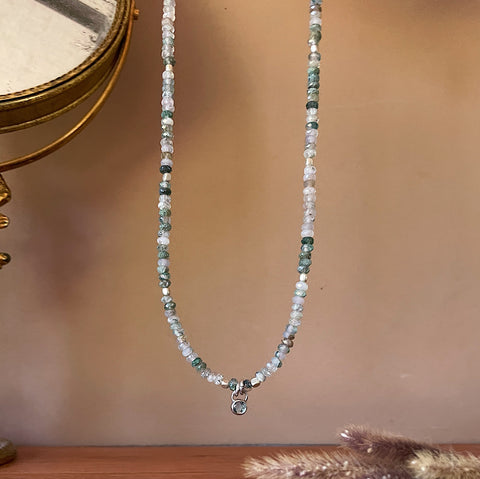Moss Agate Mini Beaded Necklace