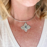 Dainty Blue Kyanite Floral Collar Necklace
