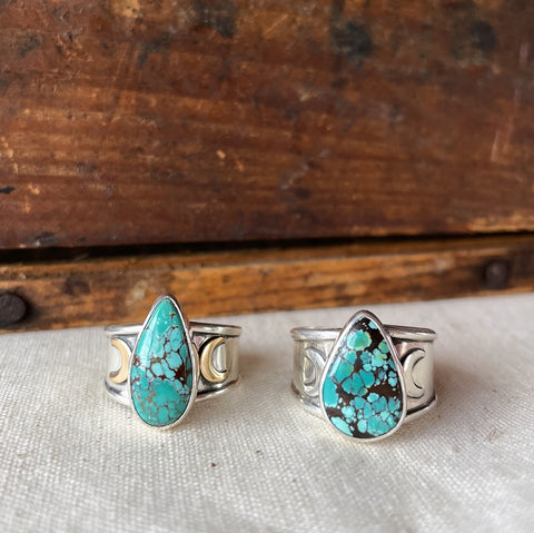 Triple Moon Goddess Turquoise Ring
