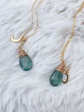 Crescent Moss Aquamarine Necklace