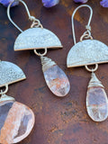 Half Moon Brazilian Quartz Earrings