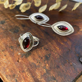 Garnet Marquee Ring and Earrings