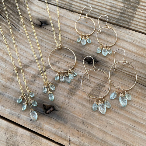 Blue Shell Necklace and Earrings