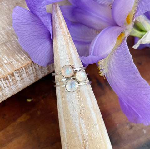 Dainty Moonstone Ring Stackers