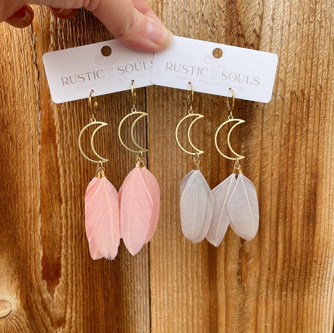 Moon Feather Earrings